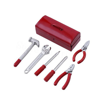 6pcs Mini RC Decoration Metal Tool Set Box for 1/10 RC Car Crawler